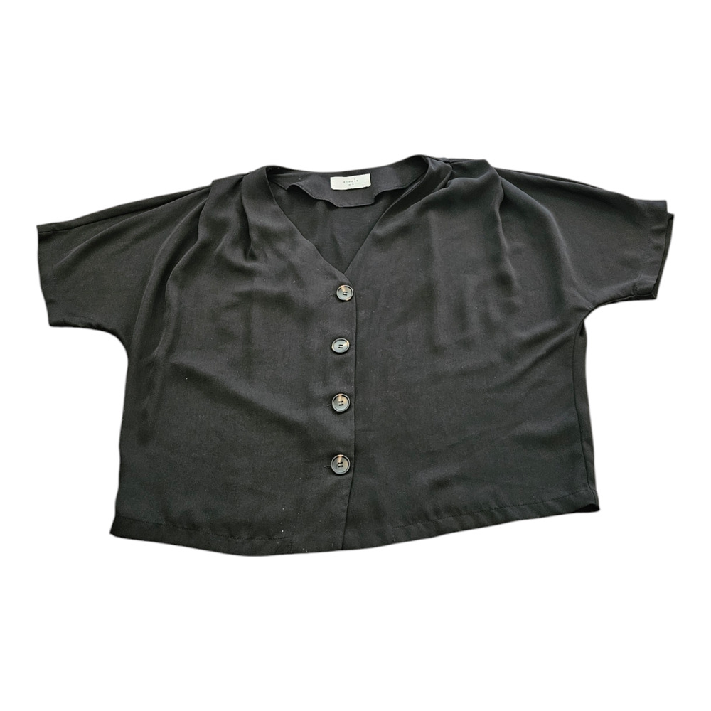 Elodie Medium Black Short Sleeve Button Up Shirt